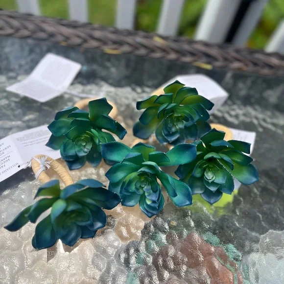 Williams Sonoma Faux Florals Green and Blue Accents SET (5) NWT - Picture 5 of 9